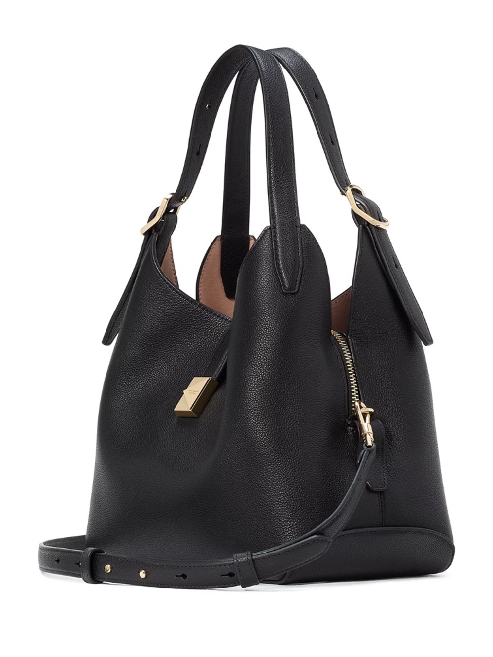 kate spade new york Deco Pebbled Leather Crossbody Tote - Black - Picture 2 of 11